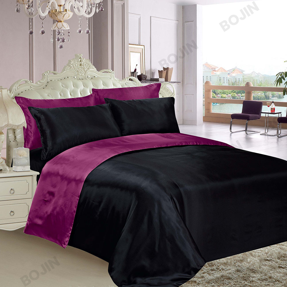 2-3 stk 100% polyester Varm tyk solid satin dynesæt sengesæt med silke